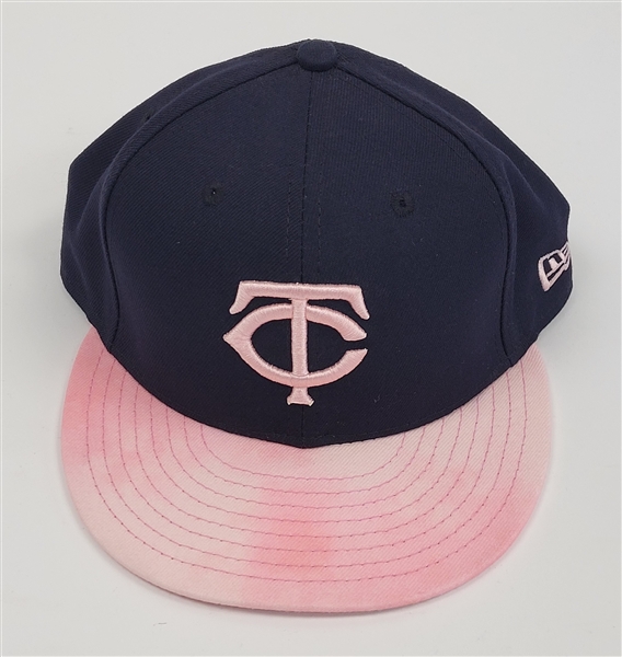 Eddie Rosario 2019 Minnesota Twins Game Used Mothers Day Hat MLB