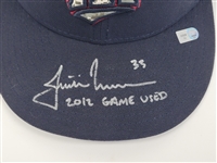 Justin Morneau 2012 Minnesota Twins Game Used & Autographed Memorial Day Hat MLB