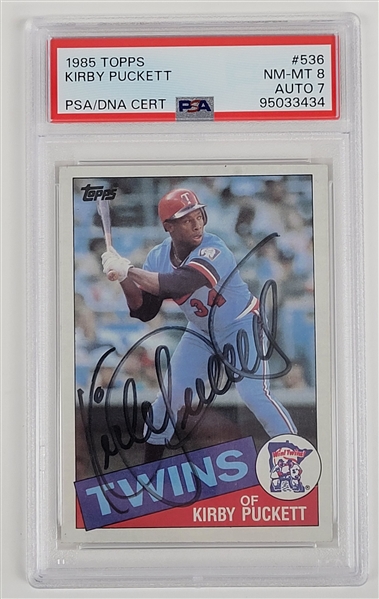 Kirby Puckett Autographed 1985 Topps #536 Rookie Card PSA 8 Auto 7