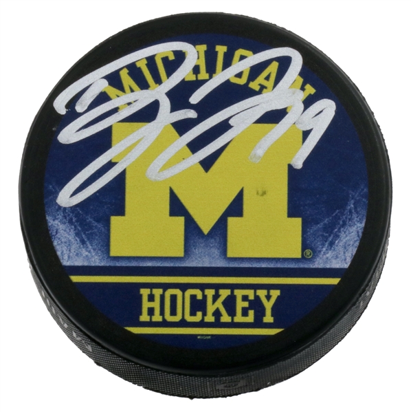Dylan Larkin Autographed University of Michigan Wolverines Hockey Puck Fanatics