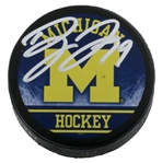 Dylan Larkin Autographed University of Michigan Wolverines Hockey Puck Fanatics