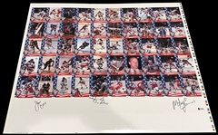 Herb Brooks Mike Eruzione & Jim Craig Autographed 1980 Olympic Hockey Team Uncut Card Sheet 25x28 Beckett LOA
