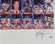 Herb Brooks Mike Eruzione & Jim Craig Autographed 1980 Olympic Hockey Team Uncut Card Sheet 25x28 Beckett LOA