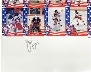 Herb Brooks Mike Eruzione & Jim Craig Autographed 1980 Olympic Hockey Team Uncut Card Sheet 25x28 Beckett LOA