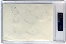 Herb Brooks Autographed 1980 US Olympic Hockey Team Signed 8x6 Cut w/ 9 Signatures PSA/DNA Encapsulated