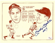 Mickey Mantle Autographed Bill Gallo Art Print 9x11.5 Inscribed No. 7 JSA LOA