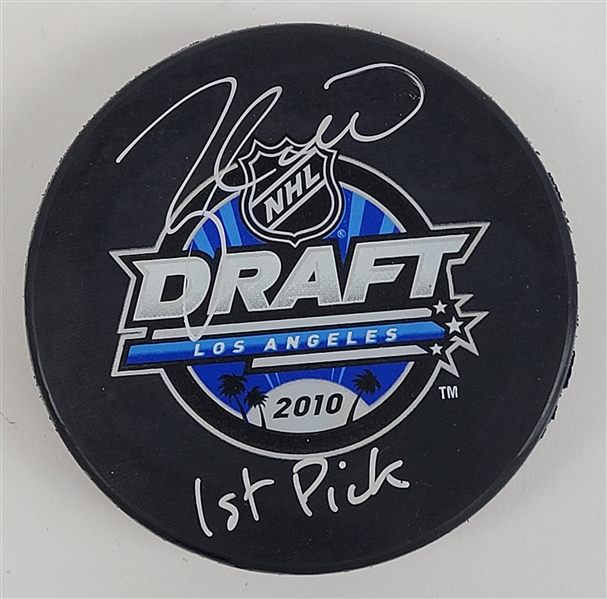 Taylor Hall Autographed & Inscribed 2010 NHL Draft Hockey Puck