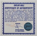 Taylor Hall Autographed & Inscribed 2010 NHL Draft Hockey Puck