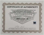 Mikko Koivu 2008-09 Minnesota Wild Game Used & Autographed Jersey w/ Wild LOA