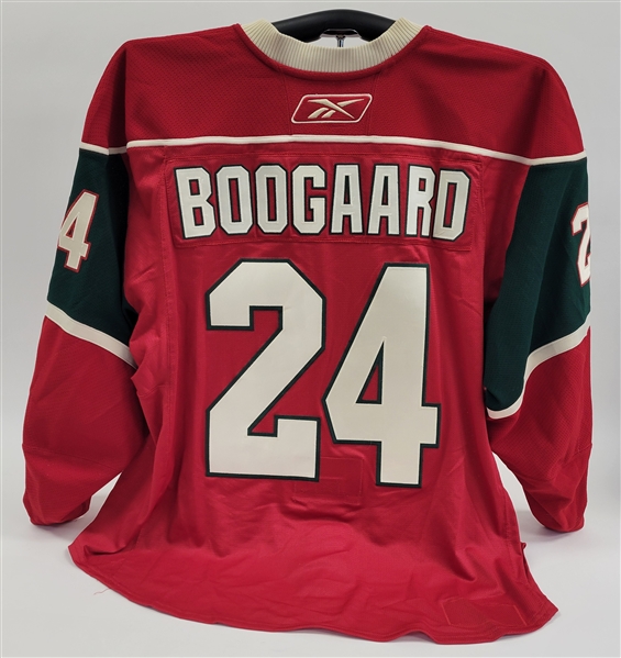 Derek Boogaard 2009-10 Minnesota Wild Game Used Red Set 3 Jersey w/ Wild LOA