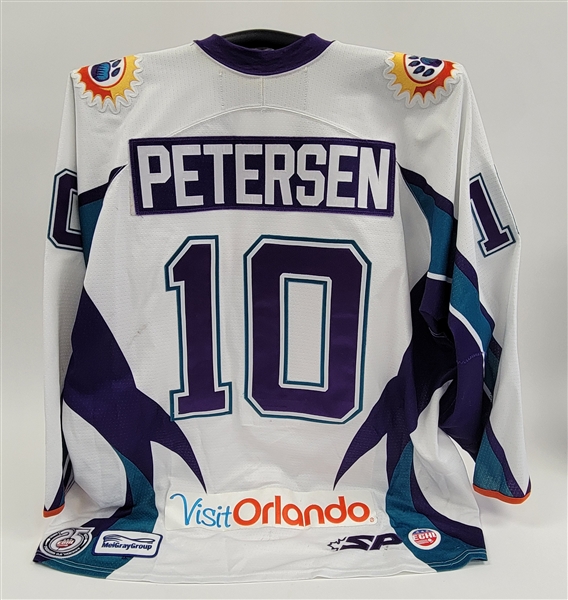Nick Peterson 2012 Orlando Solar Bears Opening Night Game Used Jersey Worn During First Goal w/ MeiGray LOA