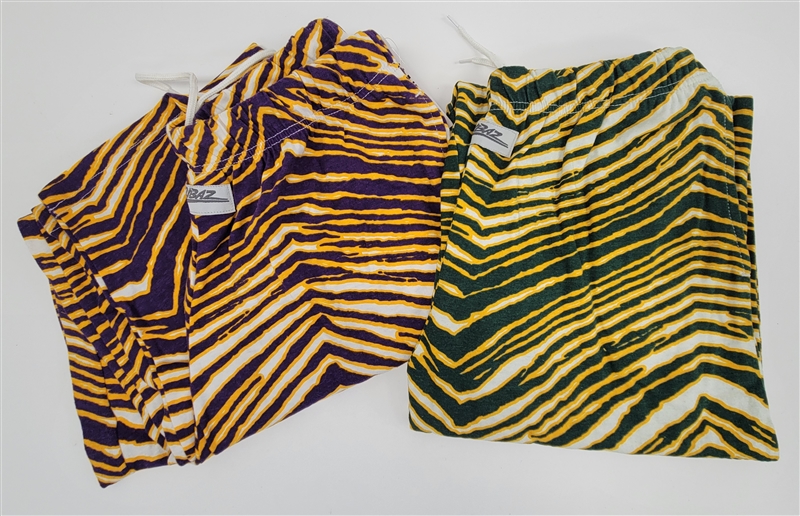 Lot of 2 Minnesota Vikings & Green Bay Packers Zubaz Pants