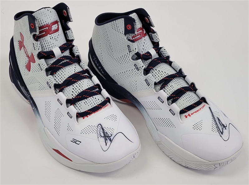 Steph Curry Autographed Under Armour Basketball Shoes w/ JSA LOAs