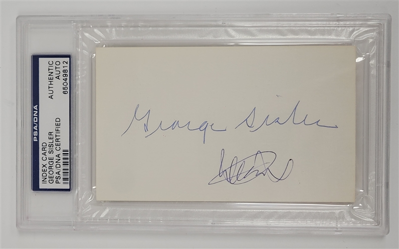 Ichiro Suzuki & George Sisler Dual Autographed Index Card PSA/DNA Slabbed