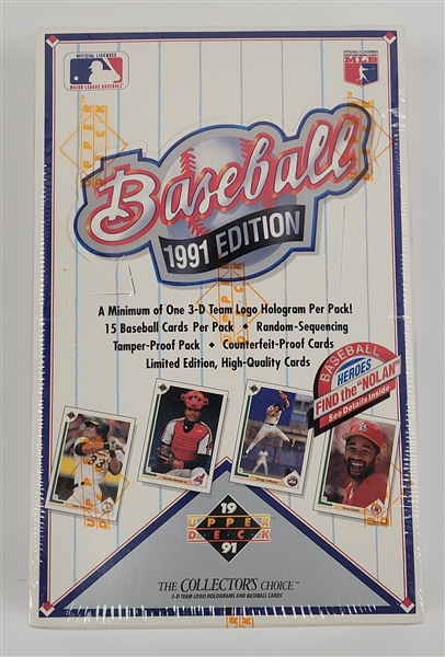 Factory Sealed 1991 Upper Deck Baseball "Find the Nolan" Low Series Box
