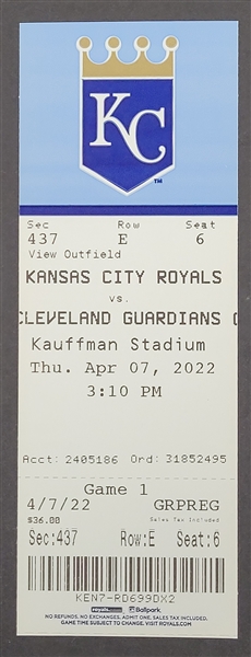 Bobby Witt Jr. 2022 MLB Debut Ticket