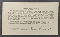 Fran Tarkenton Autographed & Inscribed 1961 Minnesota Vikings Met Stadium Debut Ticket