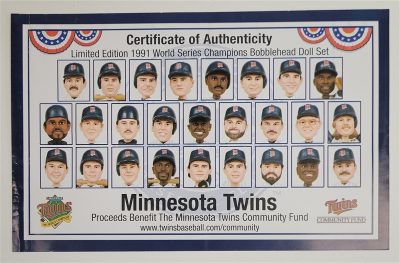 Limited Edition 1991 Minnesota Twins World Series Champions Bobblehead Set of 26