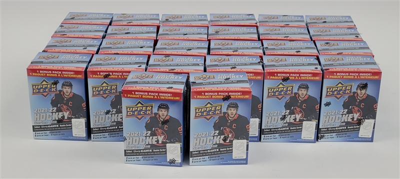 Lot of (26) Factory Sealed 2021-22 Upper Deck Hockey Series 1 Blaster Boxes