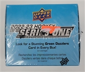 Lot of (15) Factory Sealed 2022-23 Upper Deck Hockey Series 1 Blaster Boxes & Hanger Packs