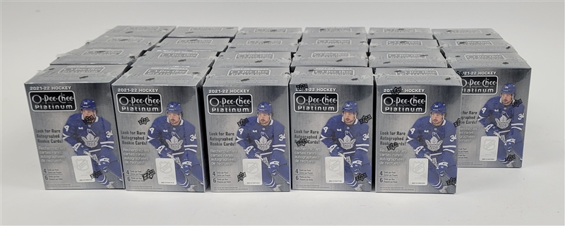 Lot of (23) Factory Sealed 2021-22 O-Pee-Chee Platinum Hockey Blaster Boxes