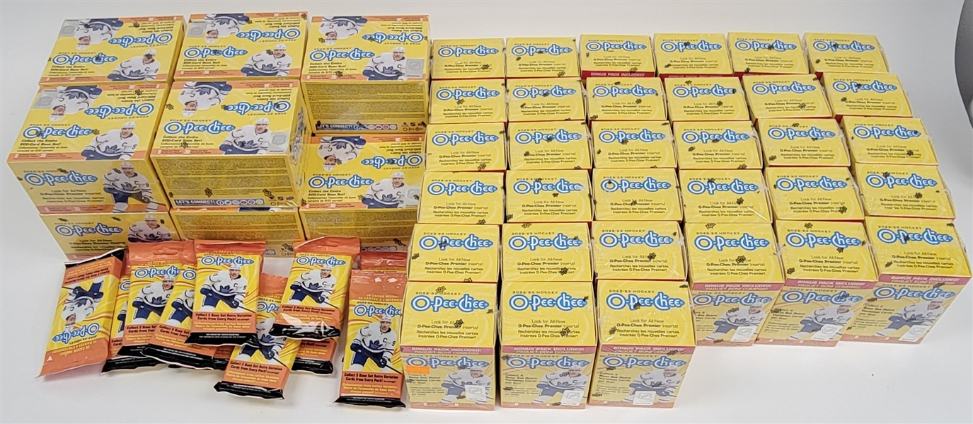 Large Collection of Factory Sealed 2022-23 O-Pee-Chee Hockey Blaster Boxes, Retail Boxes, & Hanger Packs