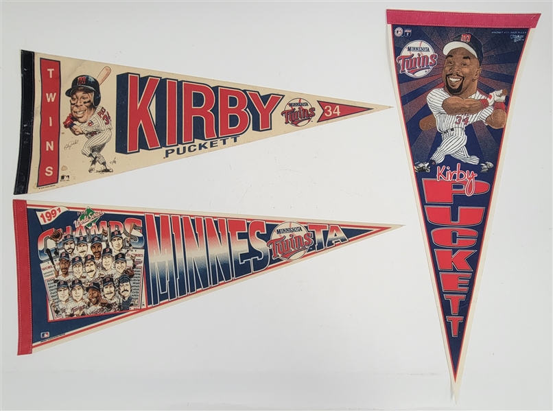Lot of 3 Kirby Puckett Pennants
