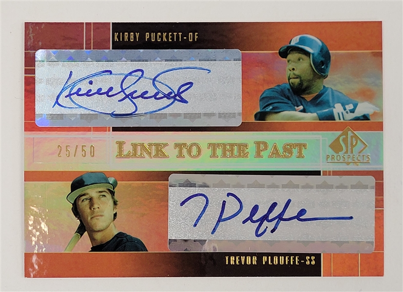 Kirby Puckett & Trevor Plouffe Dual Signed 2004 Upper Deck SP Card LE #25/50