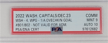 Alexander Ovechkin Autographed Commemorative Ticket From Game in Which He Passed Gordie Howe in Goals PSA 9 Auto 10