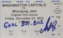 Alexander Ovechkin Autographed Commemorative Ticket From Game in Which He Passed Gordie Howe in Goals PSA 9 Auto 10