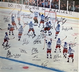 Team USA 1980 Miracle Hockey Team Autographed & Hometown Inscribed 32x26 Lithograph w/ Herb Brooks LE #1/10 Beckett LOA