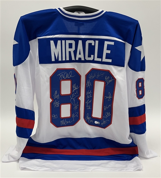 1980 Miracle Hockey Team Signed Custom Jersey w/ 20 Signatures Beckett LOA