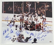 1980 USA Hockey Miracle Team Signed 20x24 Photo w/ 21 Signatures Beckett LOA