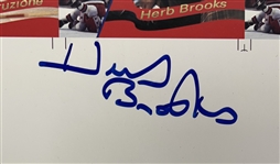 Herb Brooks, Mike Eruzione, & Jim Craig Autographed 1980 Olympic Hockey Team Uncut Card Sheet PSA/DNA