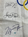 One-Of-A-Kind 1992 Dream Team I Barcelona Olympic Banner Autographed by Michael Jordan Larry Bird & Magic Johnson UDA