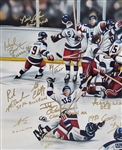 1980 Miracle Hockey Team Autographed & Hometown Inscribed Original Ben Labuzzetta 30x40 Canvas Painting Beckett