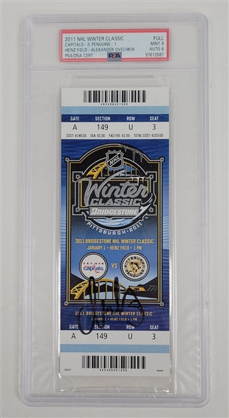 Alexander Ovechkin Autographed 2011 NHL Winter Classic Full Ticket PSA 9 Auto 6
