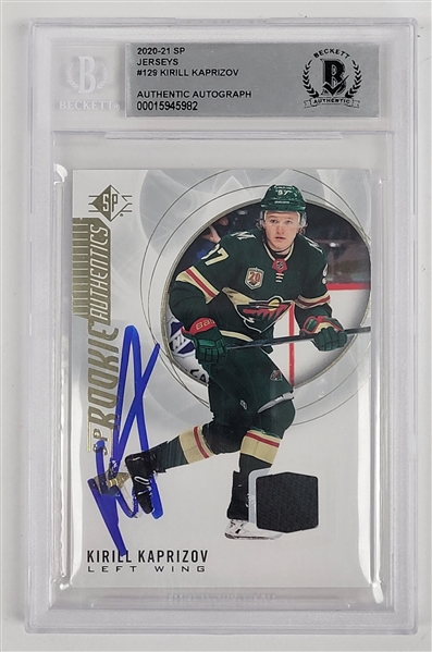 Kirill Kaprizov Autographed 2020-21 SP Jerseys #129 Rookie Card BGS
