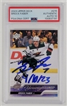 Brock Faber Autographed & Inscribed 2023 Upper Deck #215 Young Guns Rookie Card PSA Auto 10