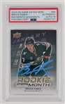 Brock Faber Autographed 2023 UD Game Dated Moments Rookie of the Month Rookie Card PSA Auto 10