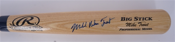 Mike Trout Autographed "Michael Nelson Trout" Full Name Bat Beckett & PSA/DNA