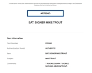 Mike Trout Autographed Michael Nelson Trout Full Name Bat Beckett & PSA/DNA